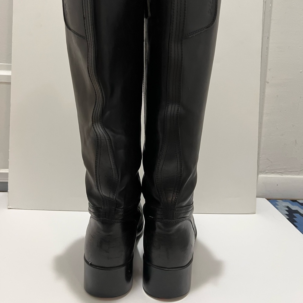 Prada Knee High Black Leather Zip Boots Size 7.5 - Picture 6 of 9